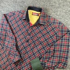 RAIDER JEAN CO Shirt Medium Button Down Long Sleeve Flip Cuff Red Plaid